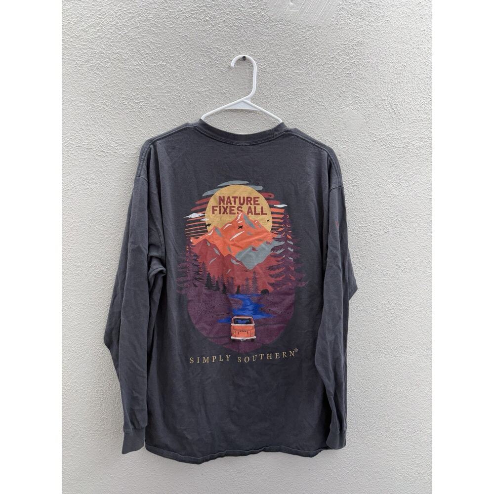 Simply Southern Womens Shirt Size XLarge Gray Nature Graphic Shirt Long Sleeve - Picture 5 of 11